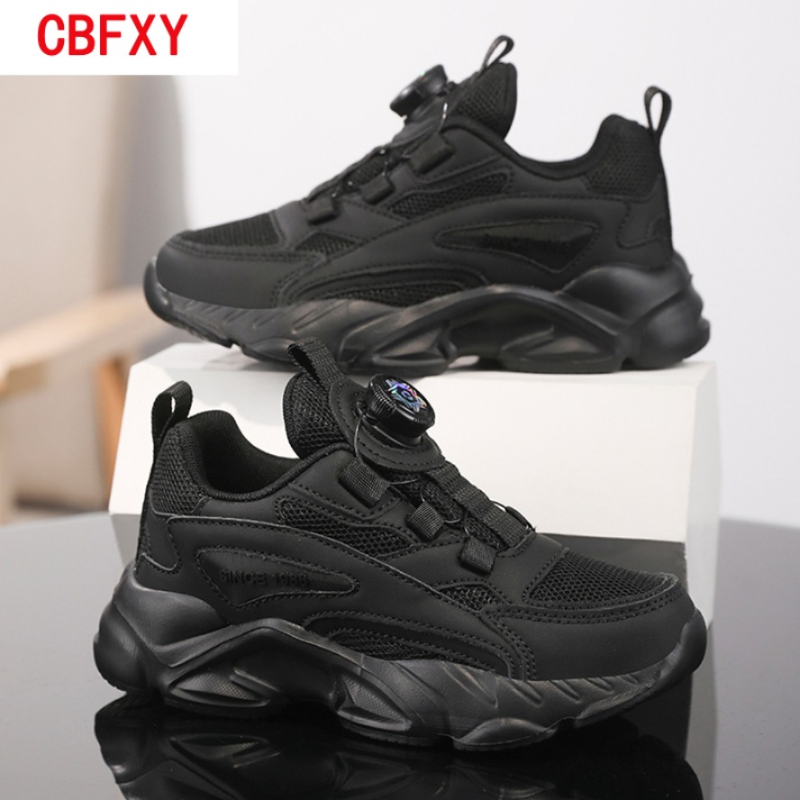 Street Fashion Boy - Dziecięce sportowe buty modowe, oddychające, czarne