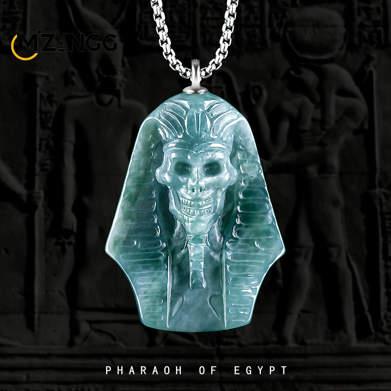 Street Fashion Necklace - Naturalny jadeit z niebieską wodą Egipski