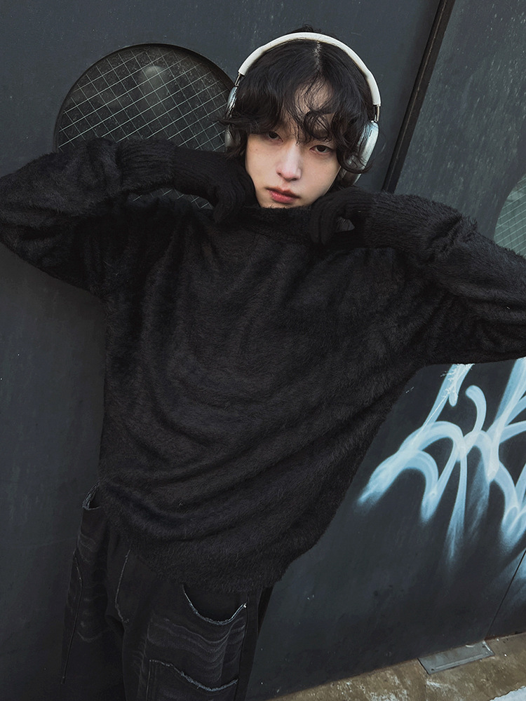Street Fashion London - Pulowery z futrzanym kołnierzem Rock Męskie