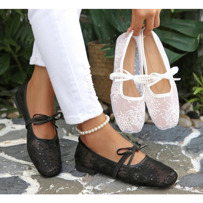 Street Fashion Rome - Damskie buty Mary Jane z koronką