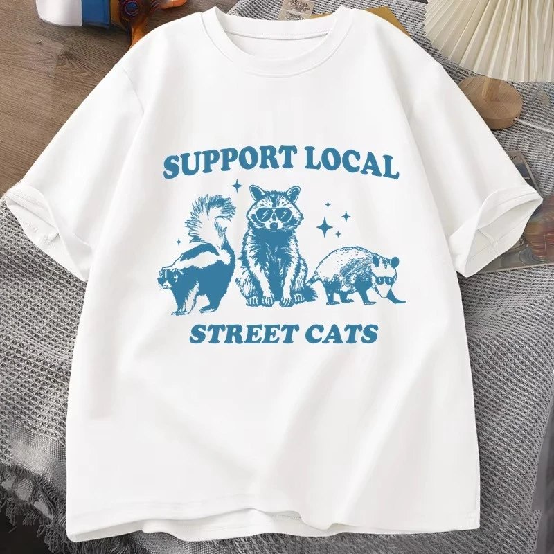 Koszulka Retro z Grafiką Szopa – Fashion Street Cat recenzja i cena