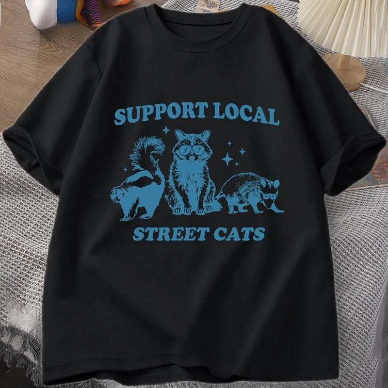 Koszulka Retro z Grafiką Szopa – Fashion Street Cat recenzja i cena
