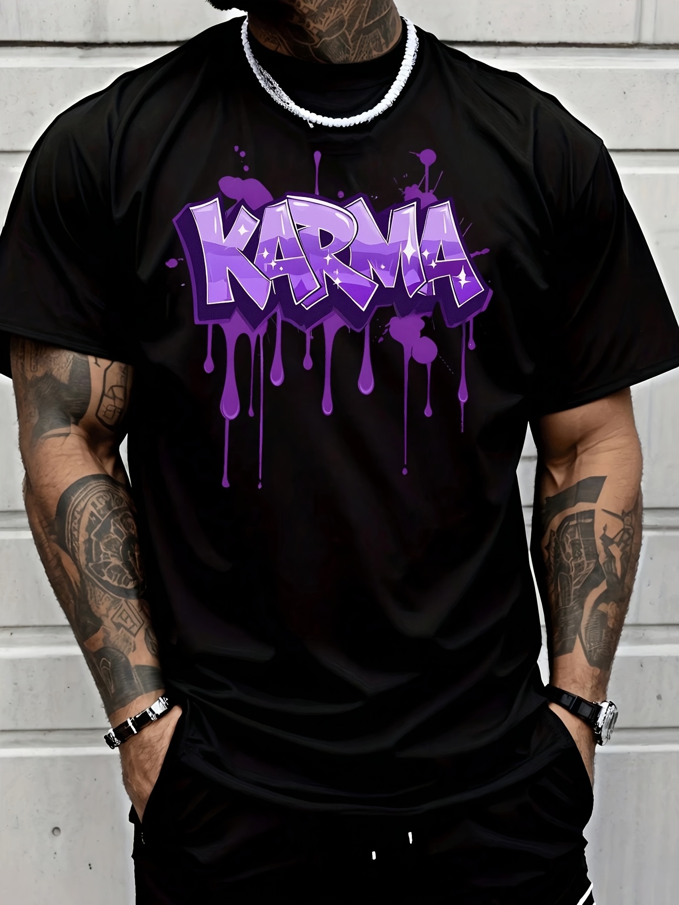 Koszulka męska Karma z nadruki – Street Fashion Graffiti recenzja i cena