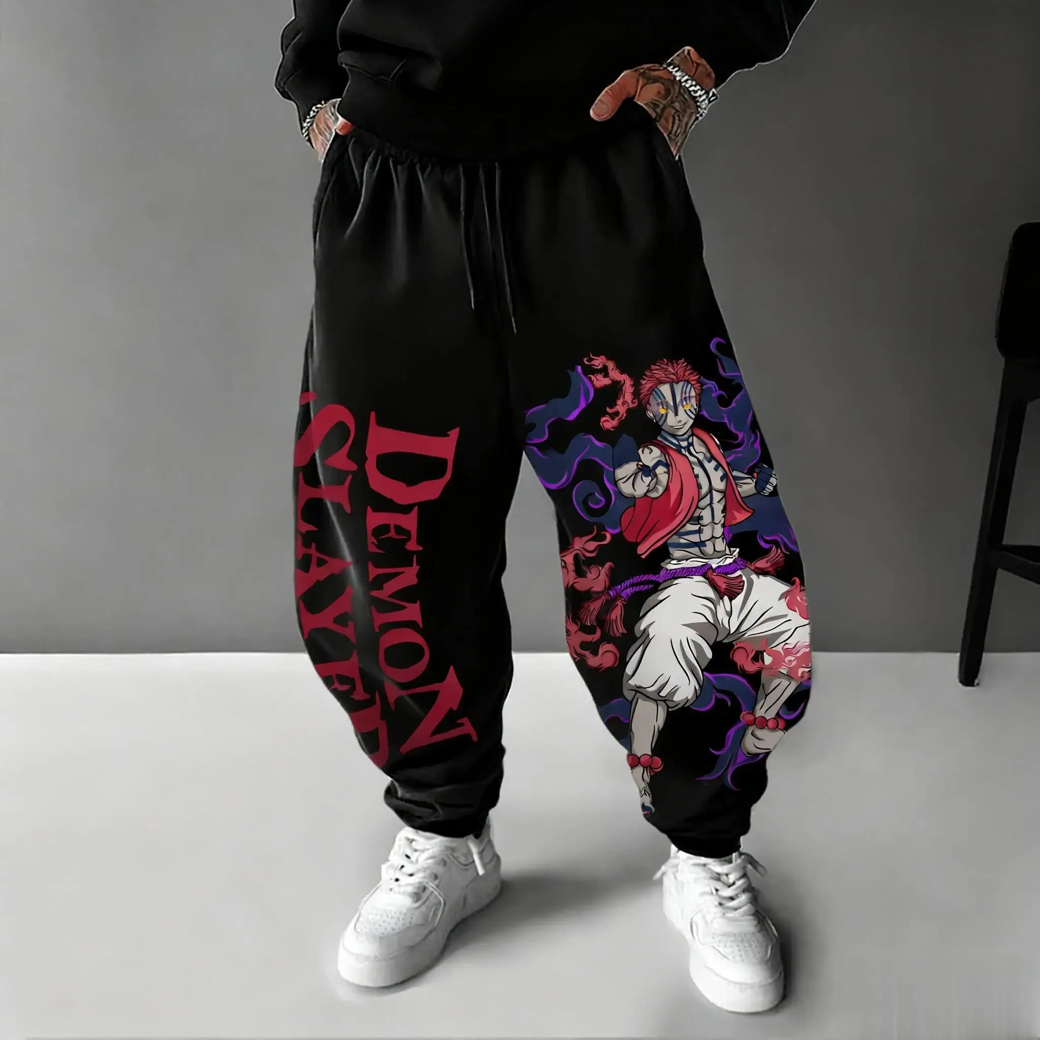 Spodnie Demon Slayer Akaza Ani – Street Fashion Baggy recenzja i cena