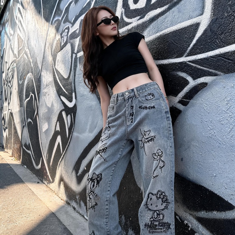 Urocze dżinsy damskie w stylu  – Street Fashion Graffiti recenzja i cena