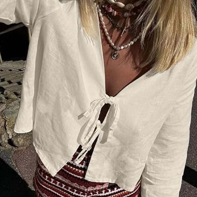 Letnia koszula damska sznurowa – Street Fashion Necklace recenzja i cena
