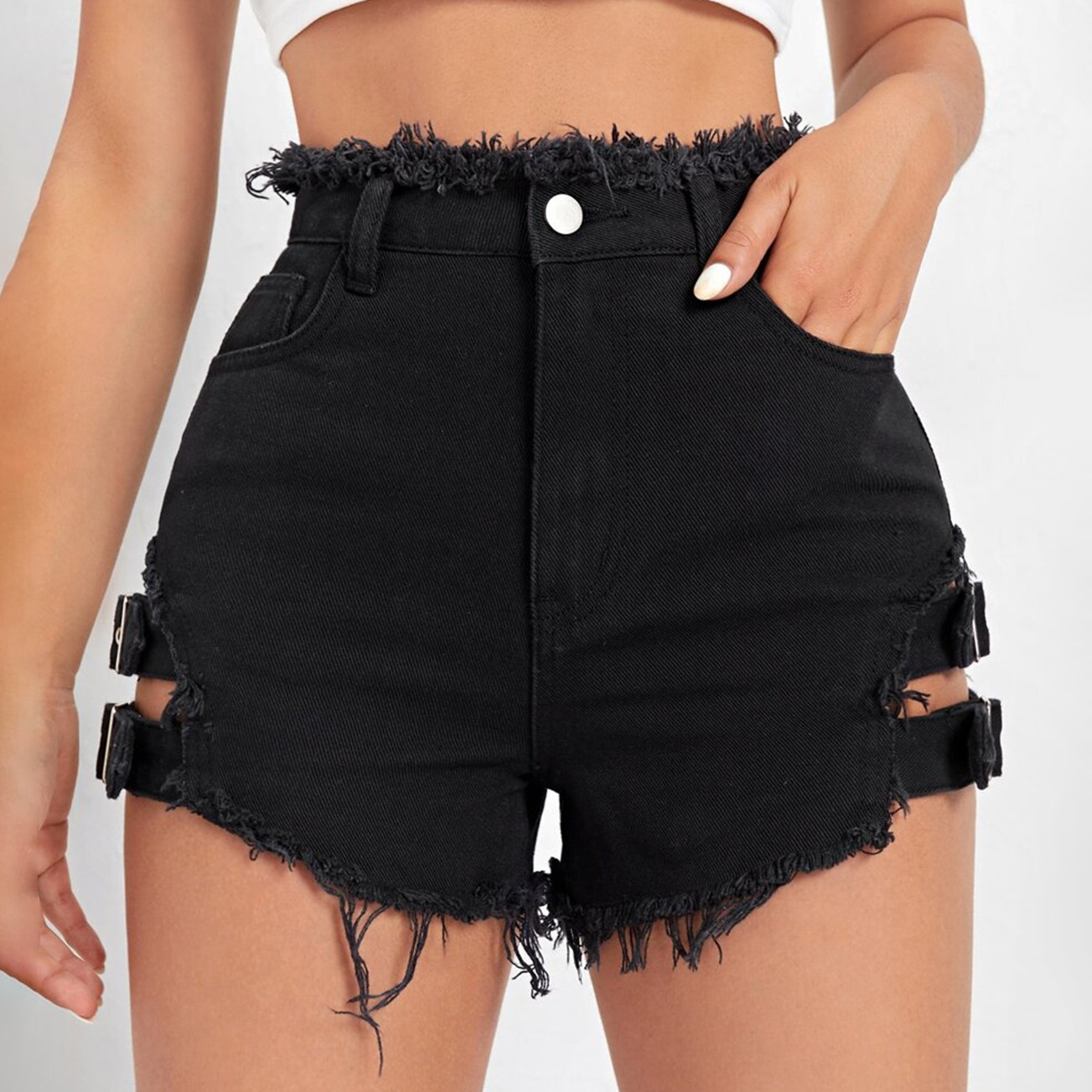 Damskie dżinsowe szorty z wyso – Street Fashion Hot recenzja i cena