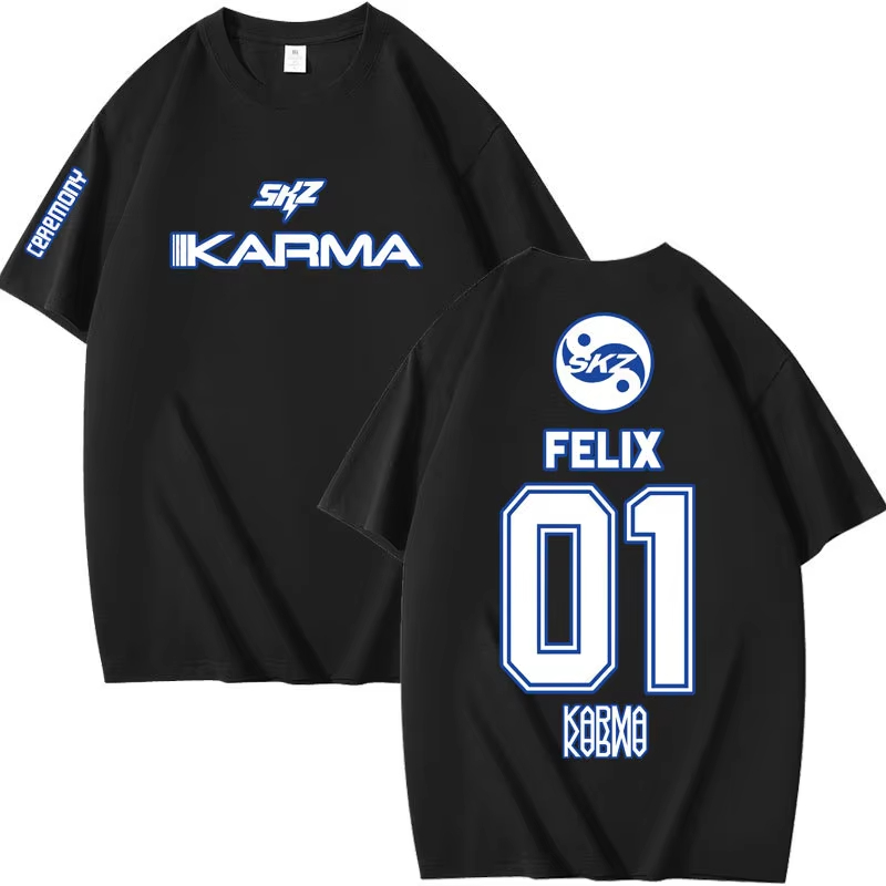 Popularna koszulka Kpop KARMA  – Street Fashion Kpop recenzja i cena