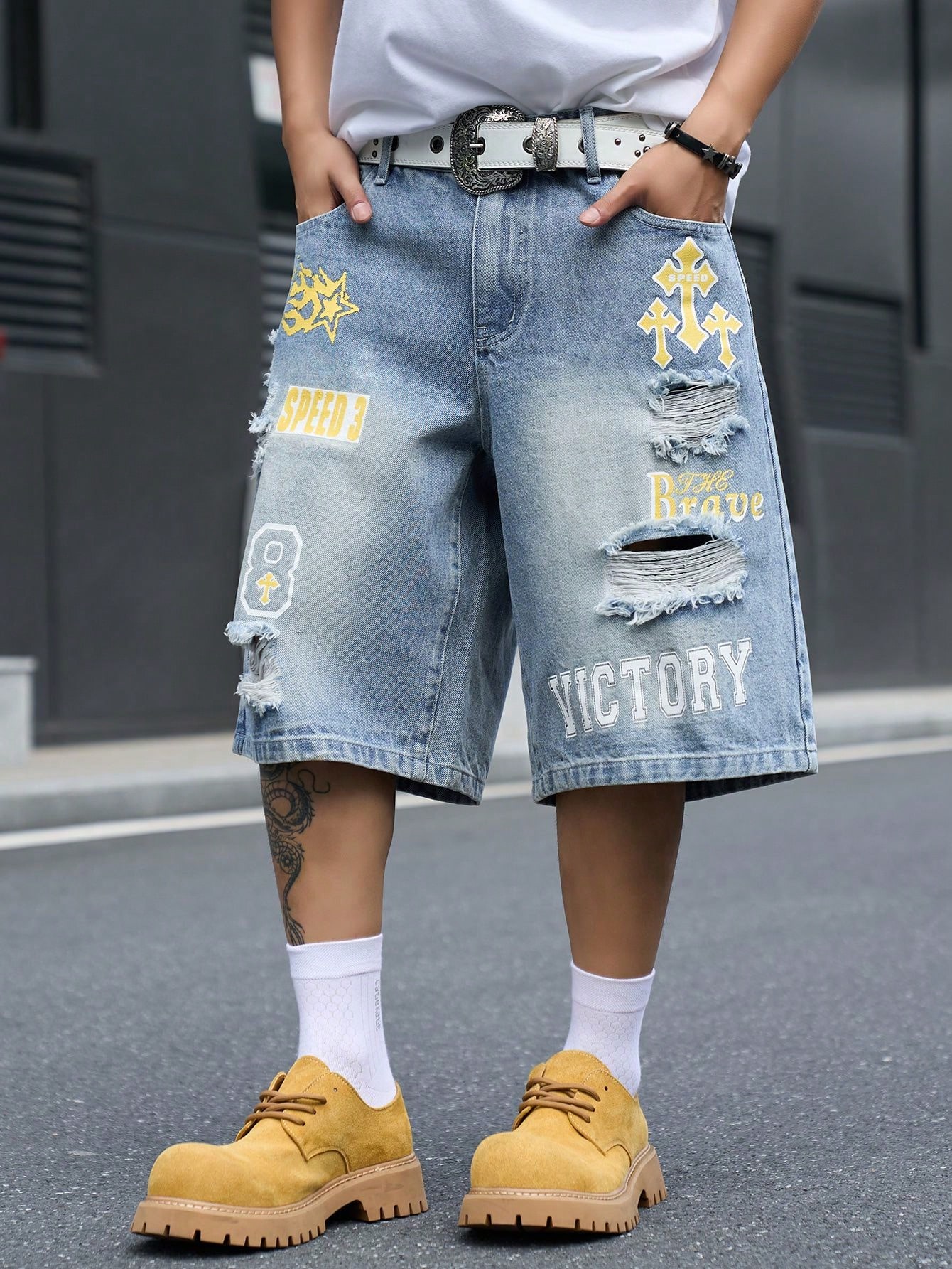 Męskie luźne dżinsowe szorty b – Street Fashion Baggy recenzja i cena