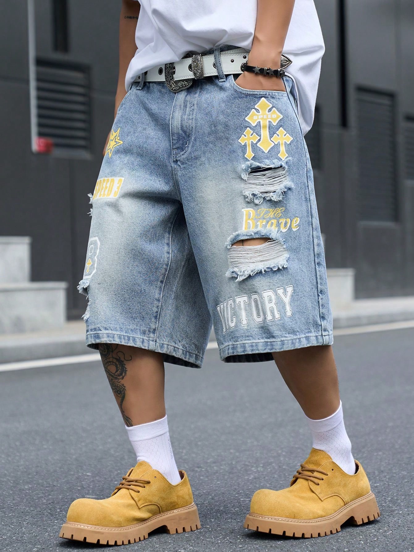 Męskie luźne dżinsowe szorty b – Street Fashion Baggy recenzja i cena